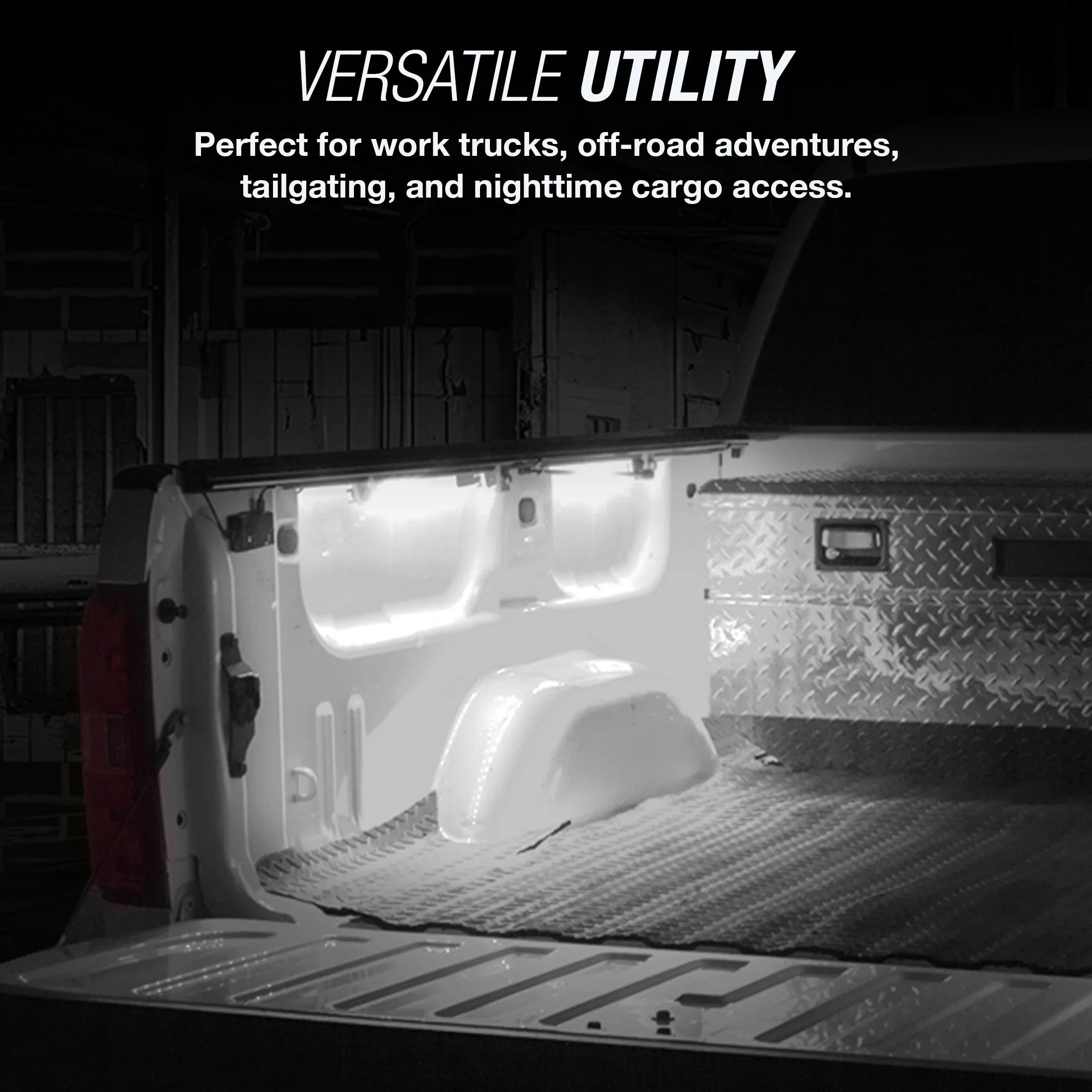 - Truck Bed LED Lighting Kit - Bright White, IP65, 3M Adhesive, 8 Lights