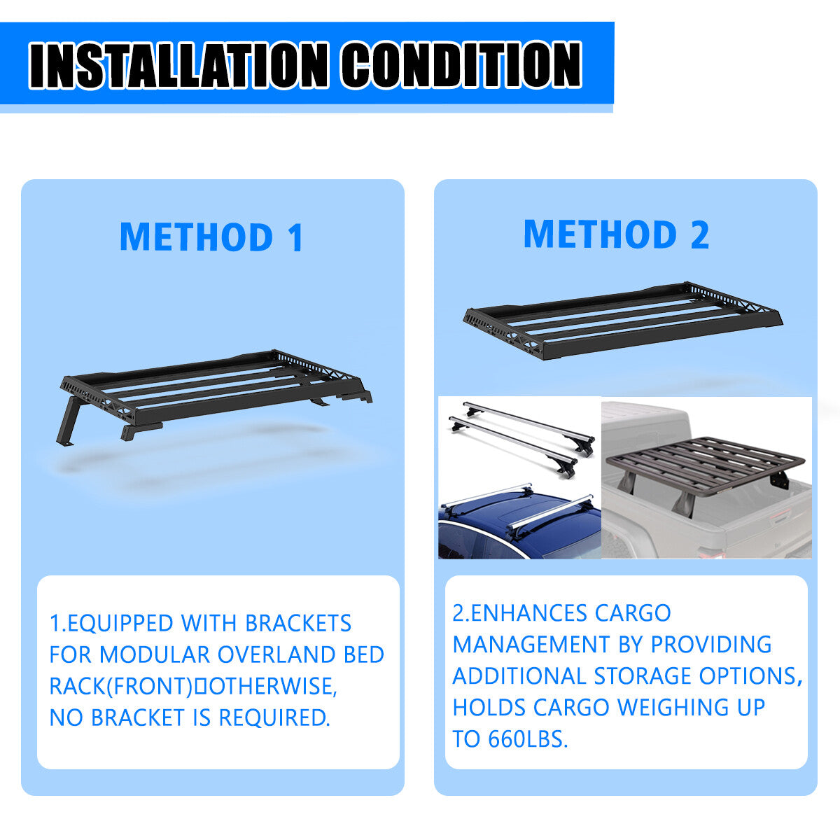 Modular Adjustable Overland Bed Rack Roll Bar for Chevy Ford Toyota Dodge Nissan