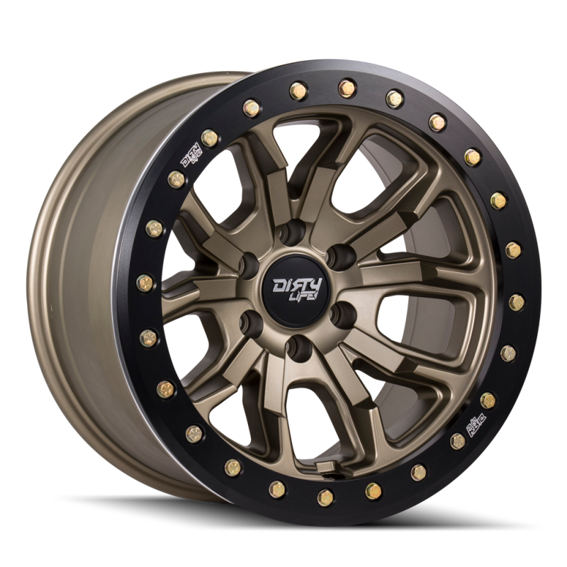 Dirty Life 9303 DT-1 20x9 / 8x170 BP / 0mm Offset / 130.8mm Hub Satin Gold Wheel - Beadlock