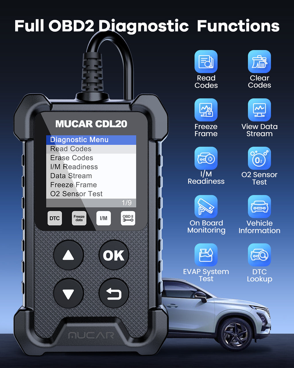  OBDII SCAN Tool - Auto Code Reader Diagnostic Scanner - MUCAR CDL20