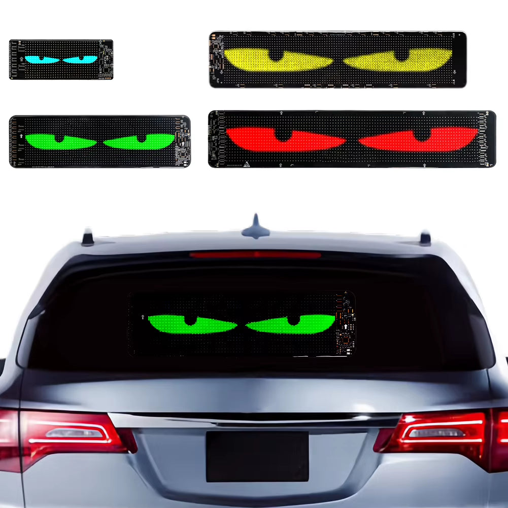 Dynamic LED Car Windshield Display with App Control - Flexible Matrix Screen with Colorful Devil Eyes Lighting
