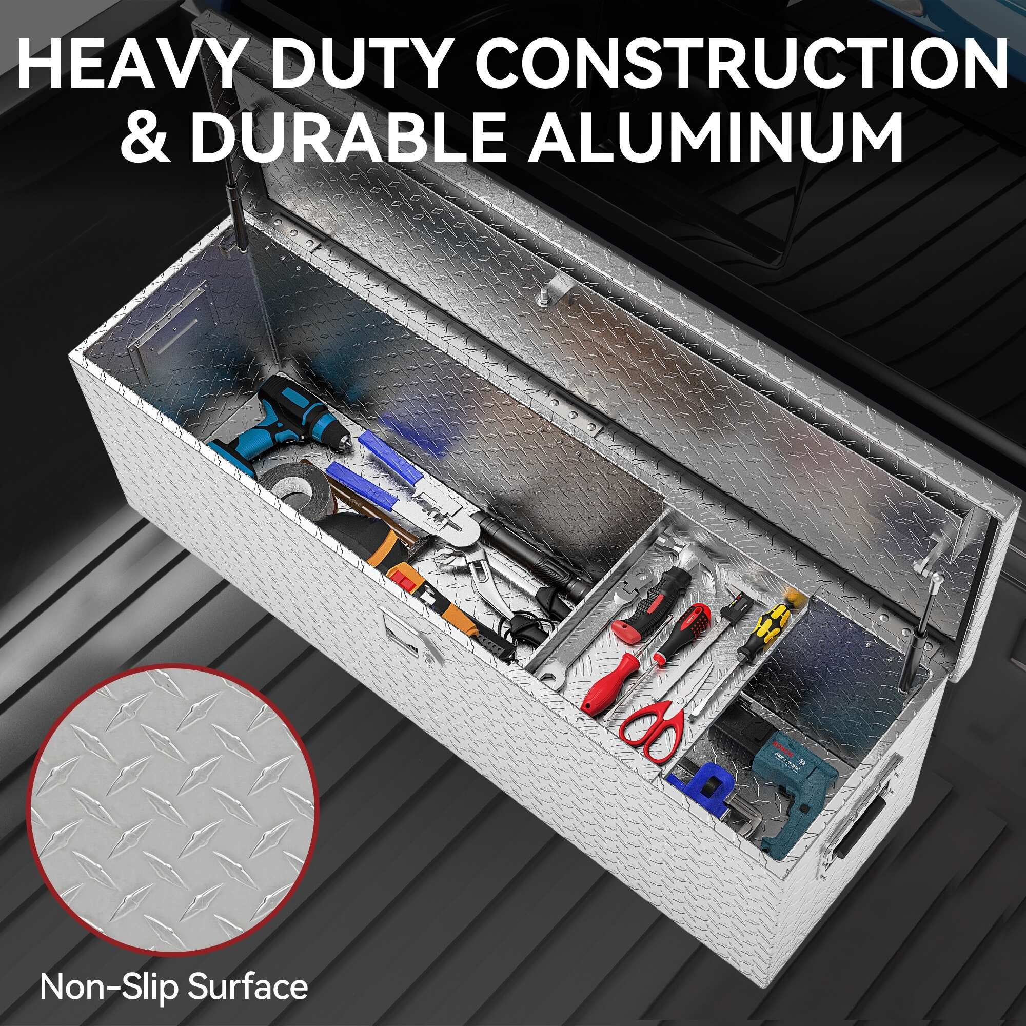 49" Aluminum Tool Box Diamond Plate Chest Box