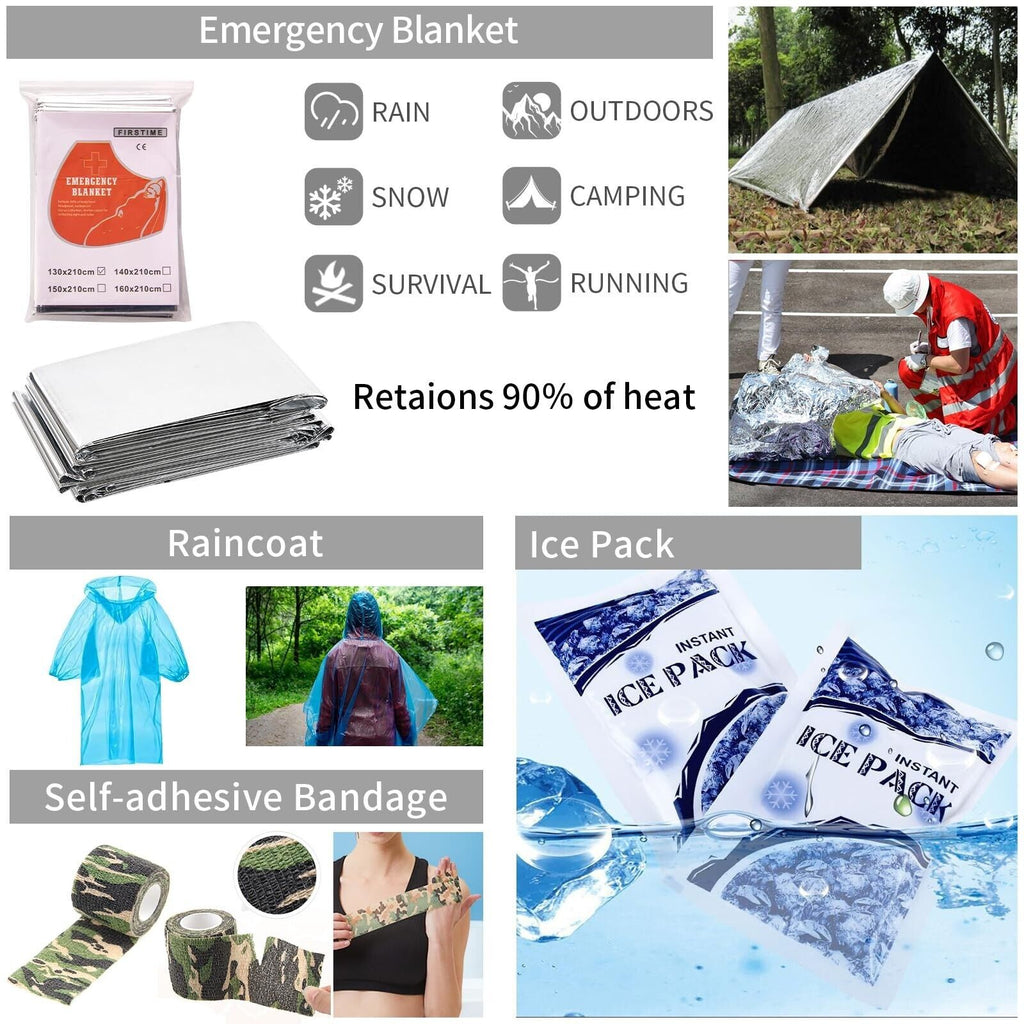 Survival Kit - 142 pcs, Professional Survival Equipment with Molle Pouch