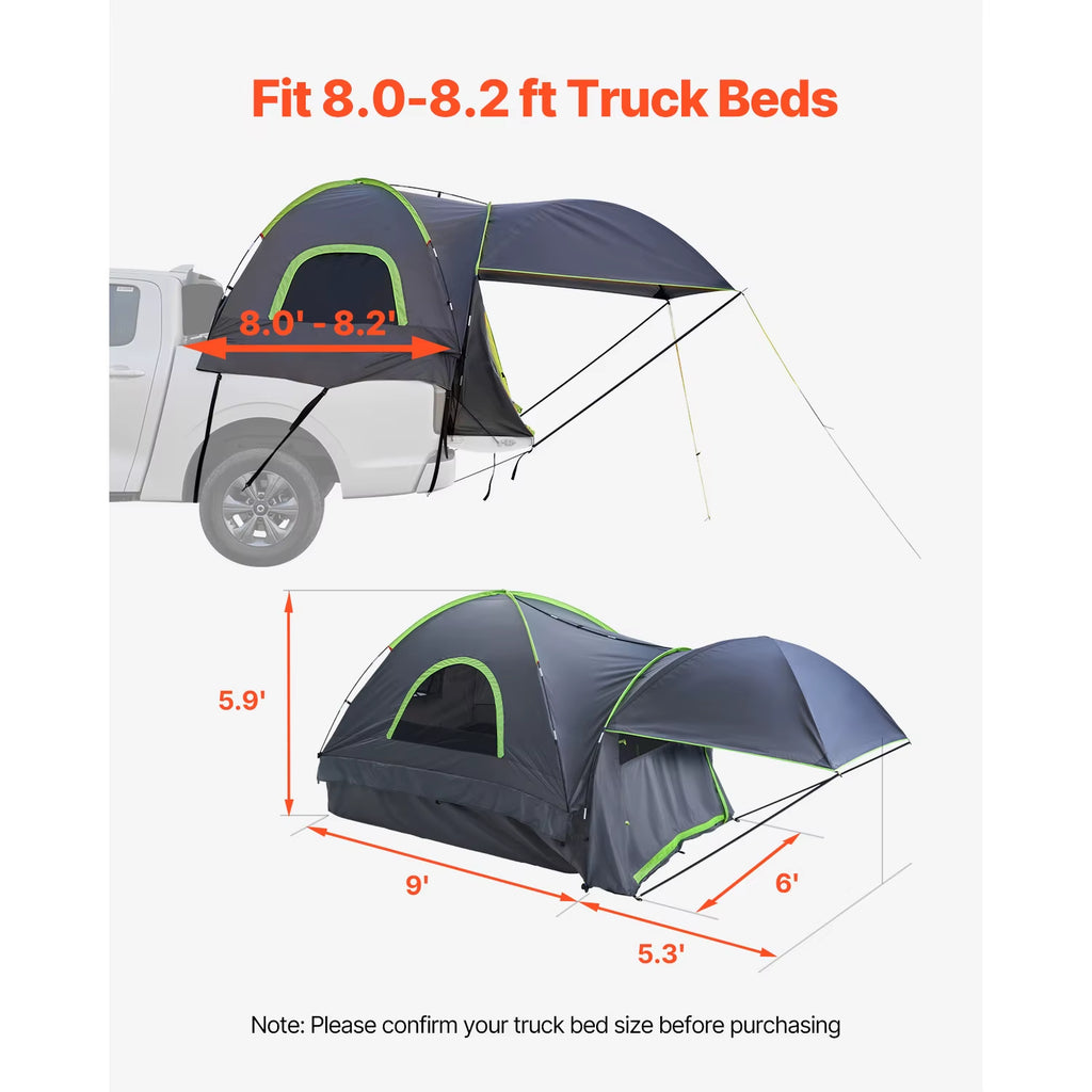 Waterproof Pickup Truck Tent for Camping - PU2000, Accommodates 2-3 Persons, Truck Bed Camper Shell with Expandable Awning