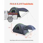 Waterproof Pickup Truck Tent for Camping - PU2000, Accommodates 2-3 Persons, Truck Bed Camper Shell with Expandable Awning