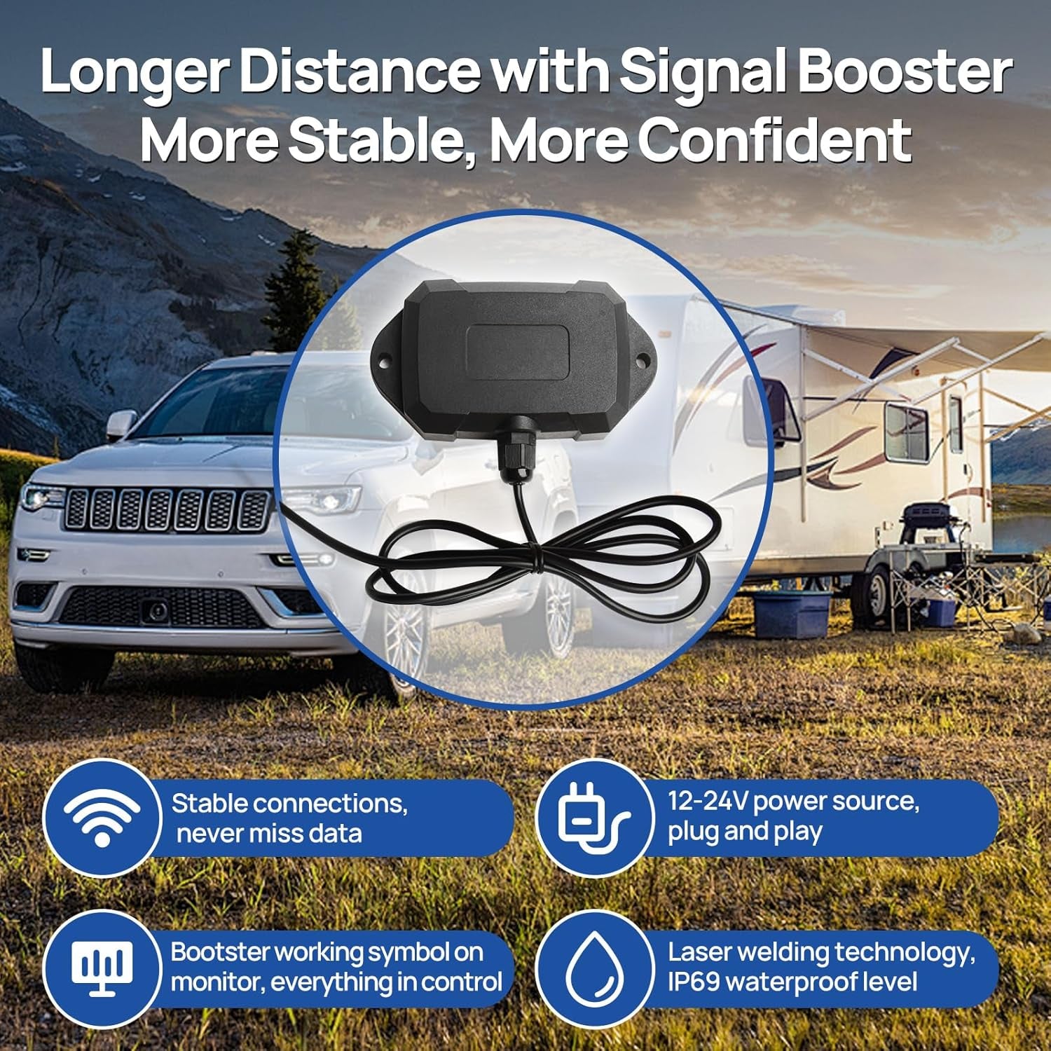 Rv/Trailer Tire Pressure Monitoring System, Tire Pressure Monitor with Color LCD Display, TPMS with 4 Sensors for Travel Trailer/5Th Wheel/Camper, 0-87PSI with 120Ft Transmission Distance