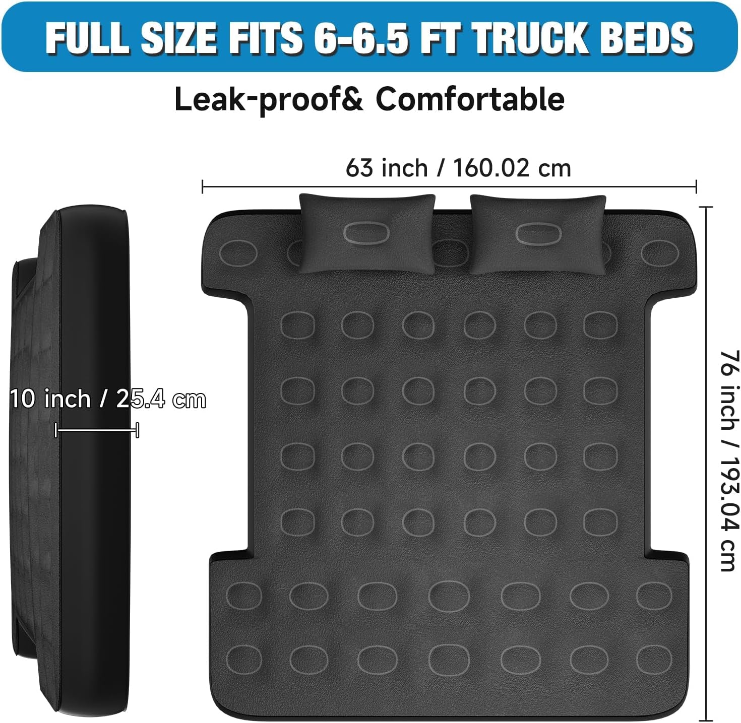 Truck Bed Air Mattress Inflatable Air Mattress for 6.0-6.5Ft Short Truck Pickup Air Mattress for Camping Outdoor Bed Mattress for Travel Quick Inflation Mattress with Carry Bag