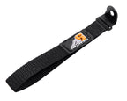 Black strap with a logo on a white background