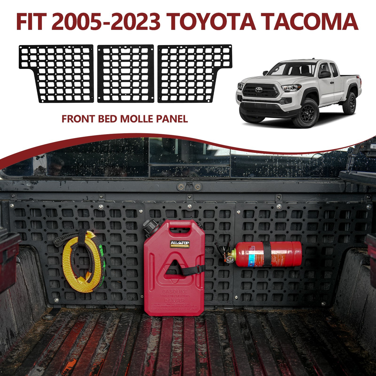 Front Bed Molle Panel Truck Bed Panel Head Panel 2005-2023 Toyota Tacoma  (Ship Free)