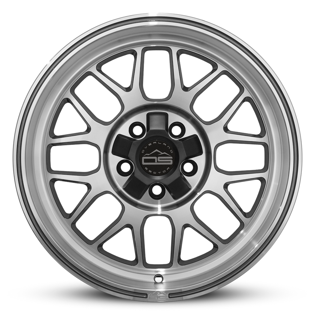 Overland Sector Hyperdrive Flow Formed 17x8.5 +25 5x108/5x114.3 73.1mm Gloss Gun Metal/Machined Face