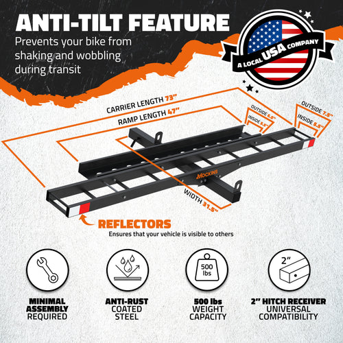 73" Hitch Motorbike Carrier & Loading Ramp