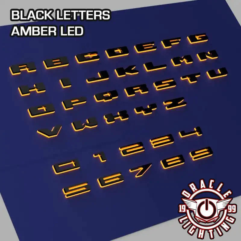 Universal Illuminated LED Letter Badges Amber Individual Letters Custom Emblem