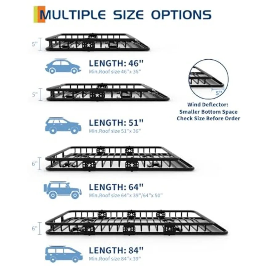  Universal Roof Rack Carrier Basket 64" X 39"  Cargo Rack with Extension Luggage Holder Basket - Heavy Duty