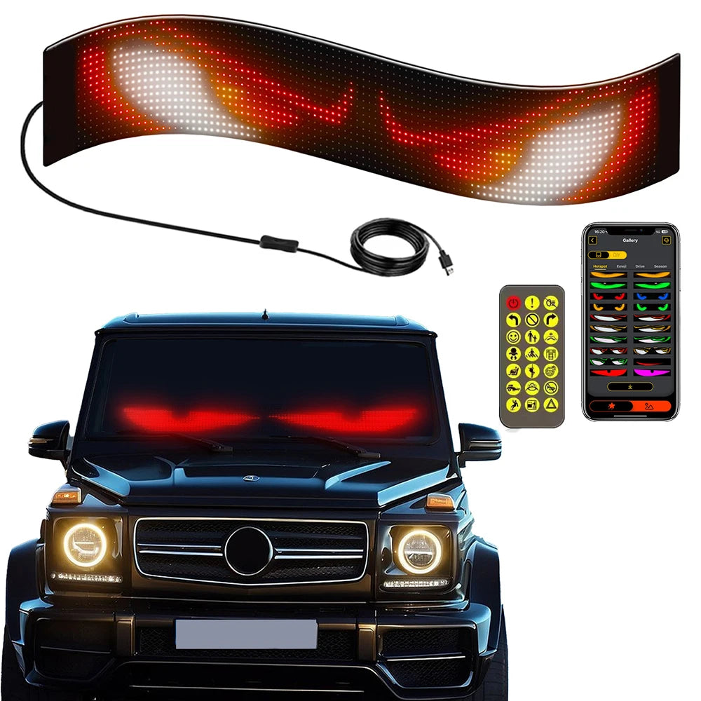 Truckin' Devil's Eye LED Billboard: Your Car's New Fancy Light Show with Customizable Sassy Text! Now with Bluetooth Bleep-Bloop!
