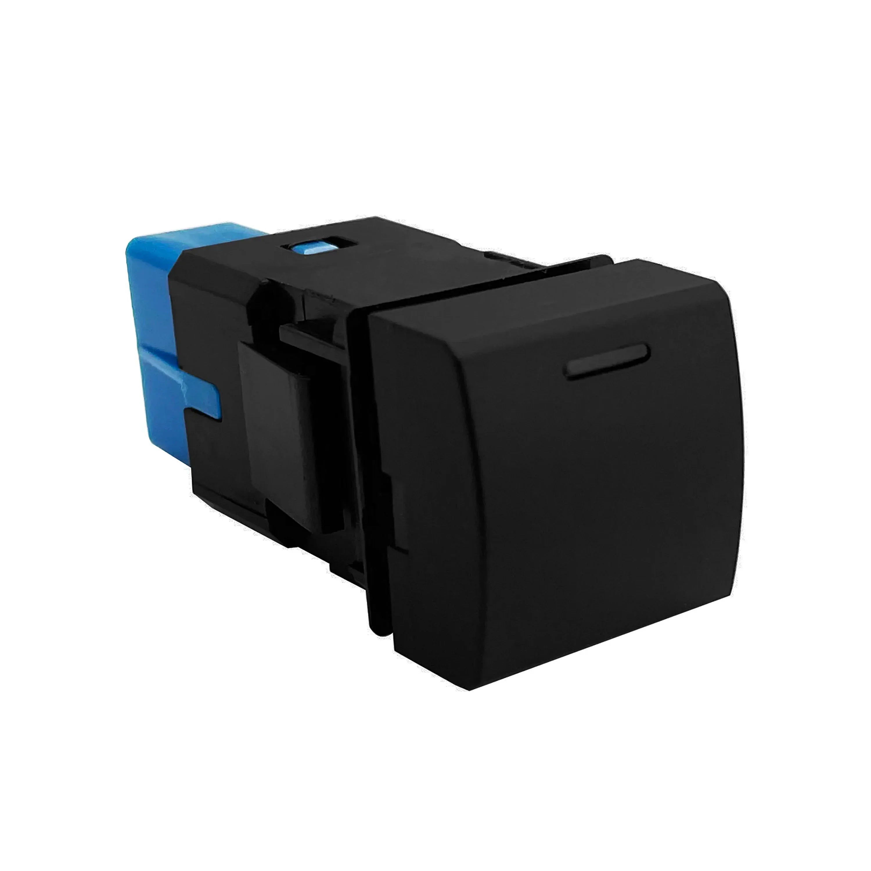 Black and blue mechanical switch on a white background
