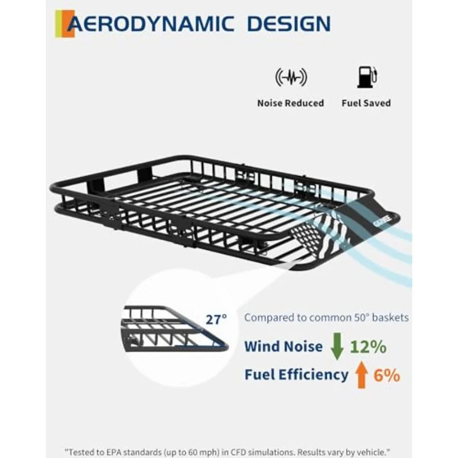  Universal Roof Rack Carrier Basket 64" X 39"  Cargo Rack with Extension Luggage Holder Basket - Heavy Duty