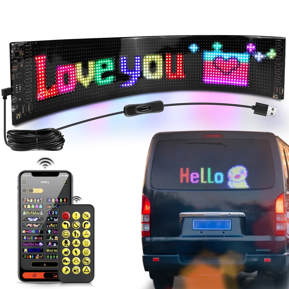 Truckin' Devil's Eye LED Billboard: Your Car's New Fancy Light Show with Customizable Sassy Text! Now with Bluetooth Bleep-Bloop!