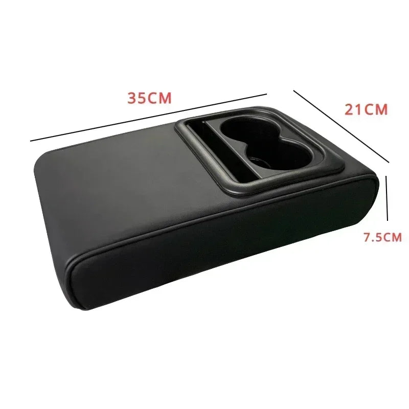 Console Extender with Cup Holders -  Leather Universal - Auto Interior Storage Box