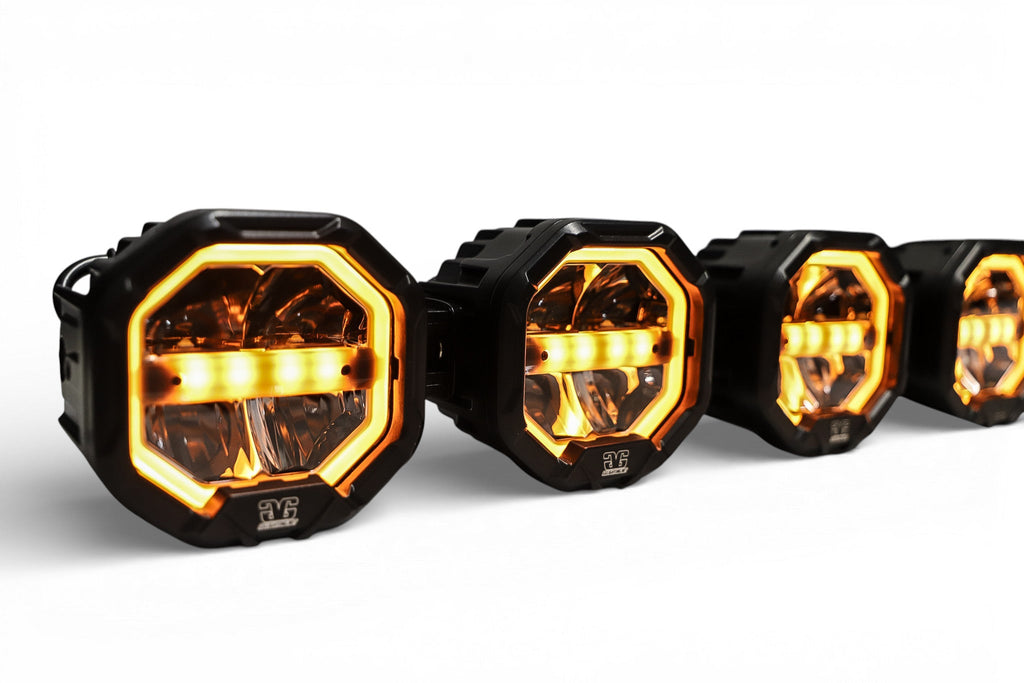 4 Light U-Con Interlocking Off Road LED Pod With Amber or White DRL Running Light