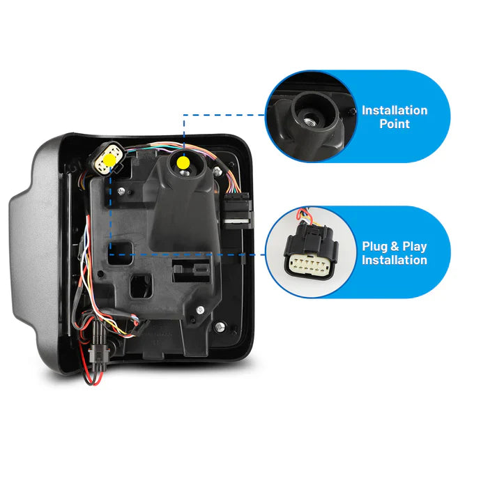 Winjet 2018-2024 Jeep Wrangler JL & JLU LED Sequential Taillights - Black/Smoke