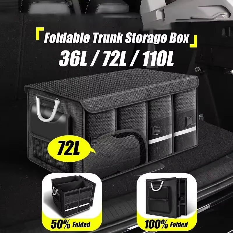 Foldable Trunk Storage Box Waterproof Oxford Cloth - Large Capacity - Car Organizer for Daily Use/Camping/Fishing 