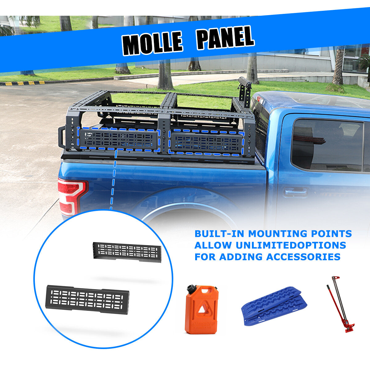 Modular Adjustable Overland Bed Rack Roll Bar for Chevy Ford Toyota Dodge Nissan