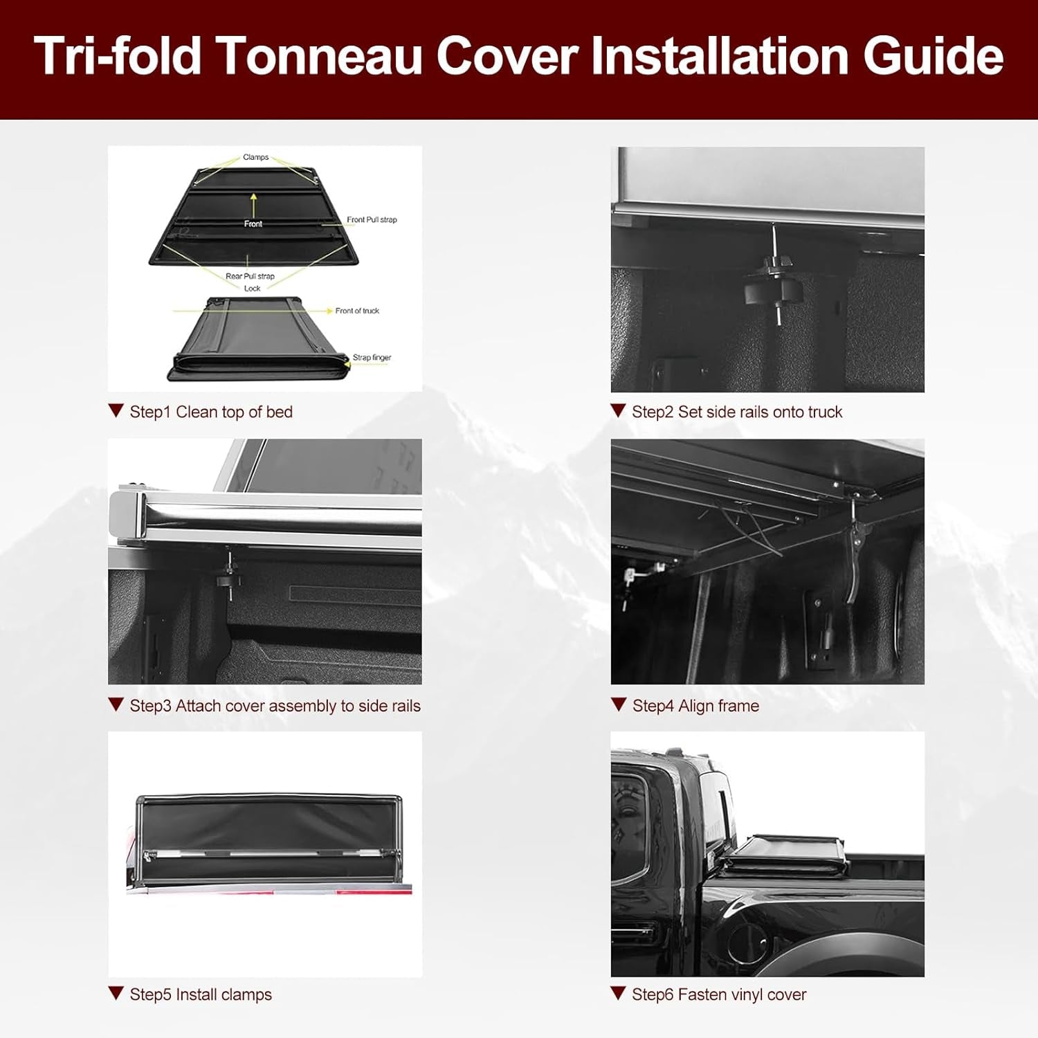 Vinyl Soft Tri-Fold Truck Bed Tonneau Cover for 2015-2025 Ford F-150 5.5Ft 67.1In Bed