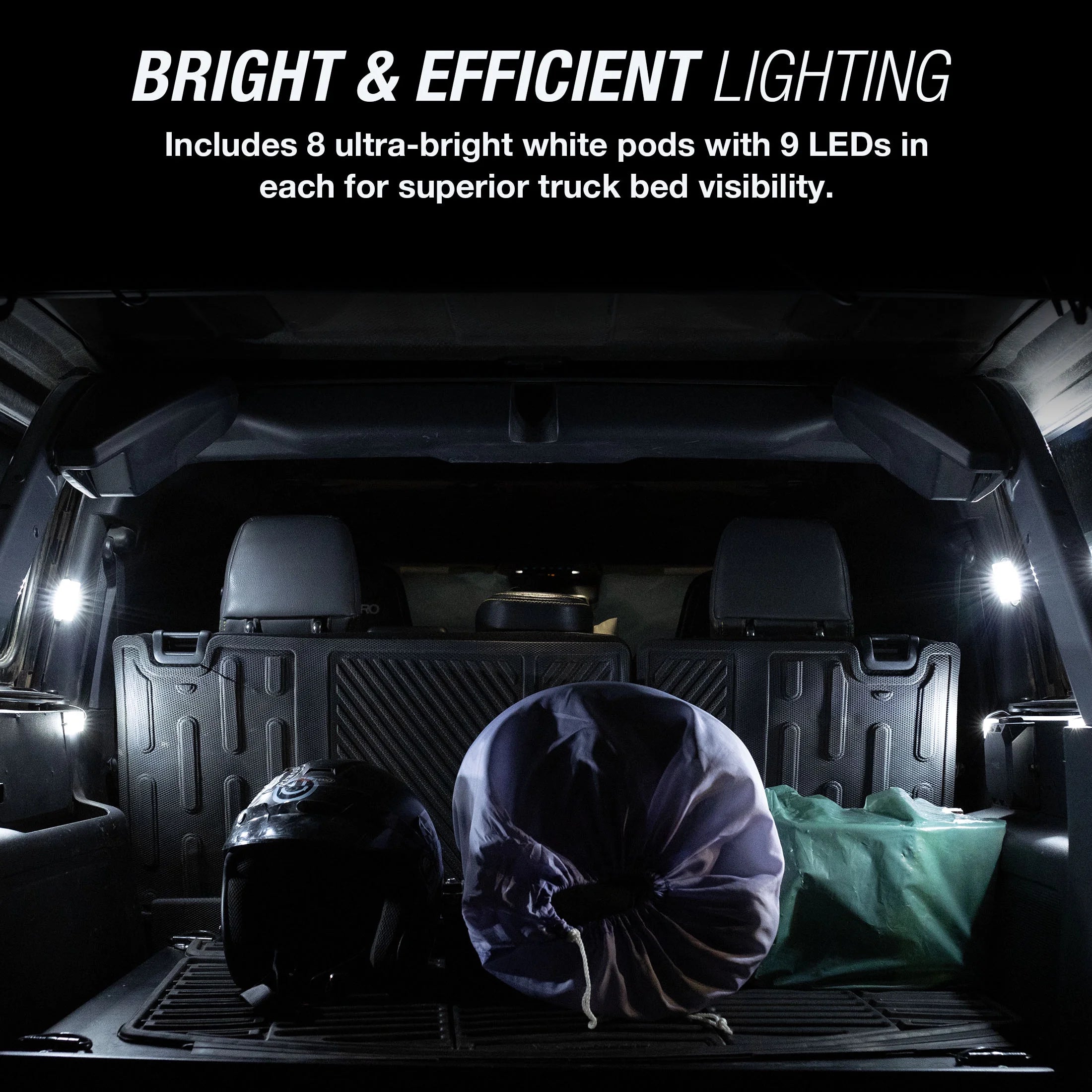 - Truck Bed LED Lighting Kit - Bright White, IP65, 3M Adhesive, 8 Lights