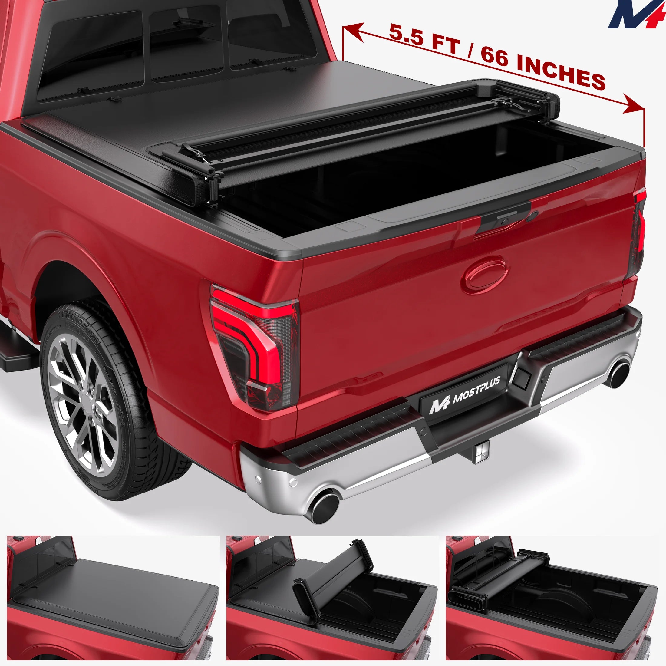 4-Fold 6.5FT Bed Soft Tonneau Cover for 2015-2024 Ford F150 Truck Bed Cover Waterproof
