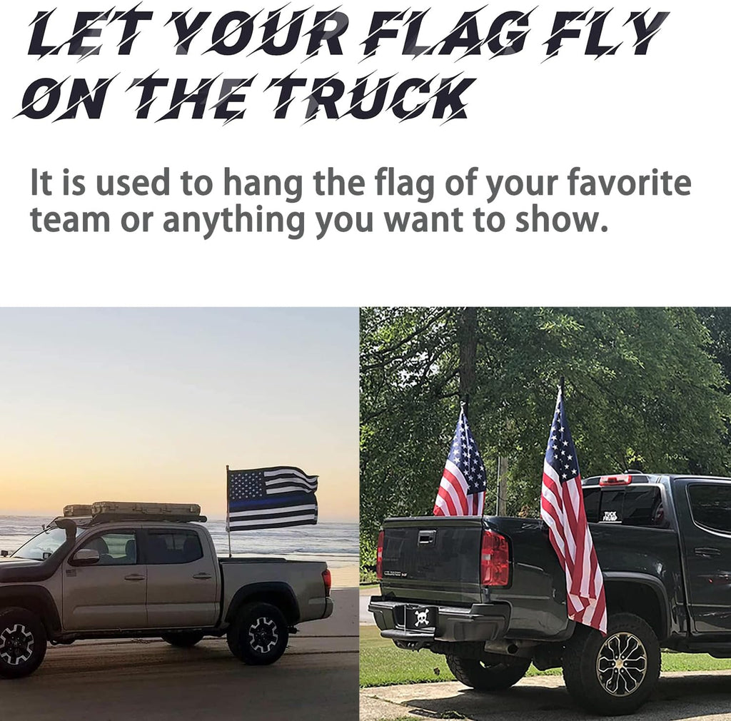 Universal Pickup Truck Flagpole Mount in Bed, No Drilling Flag Holder for Truck