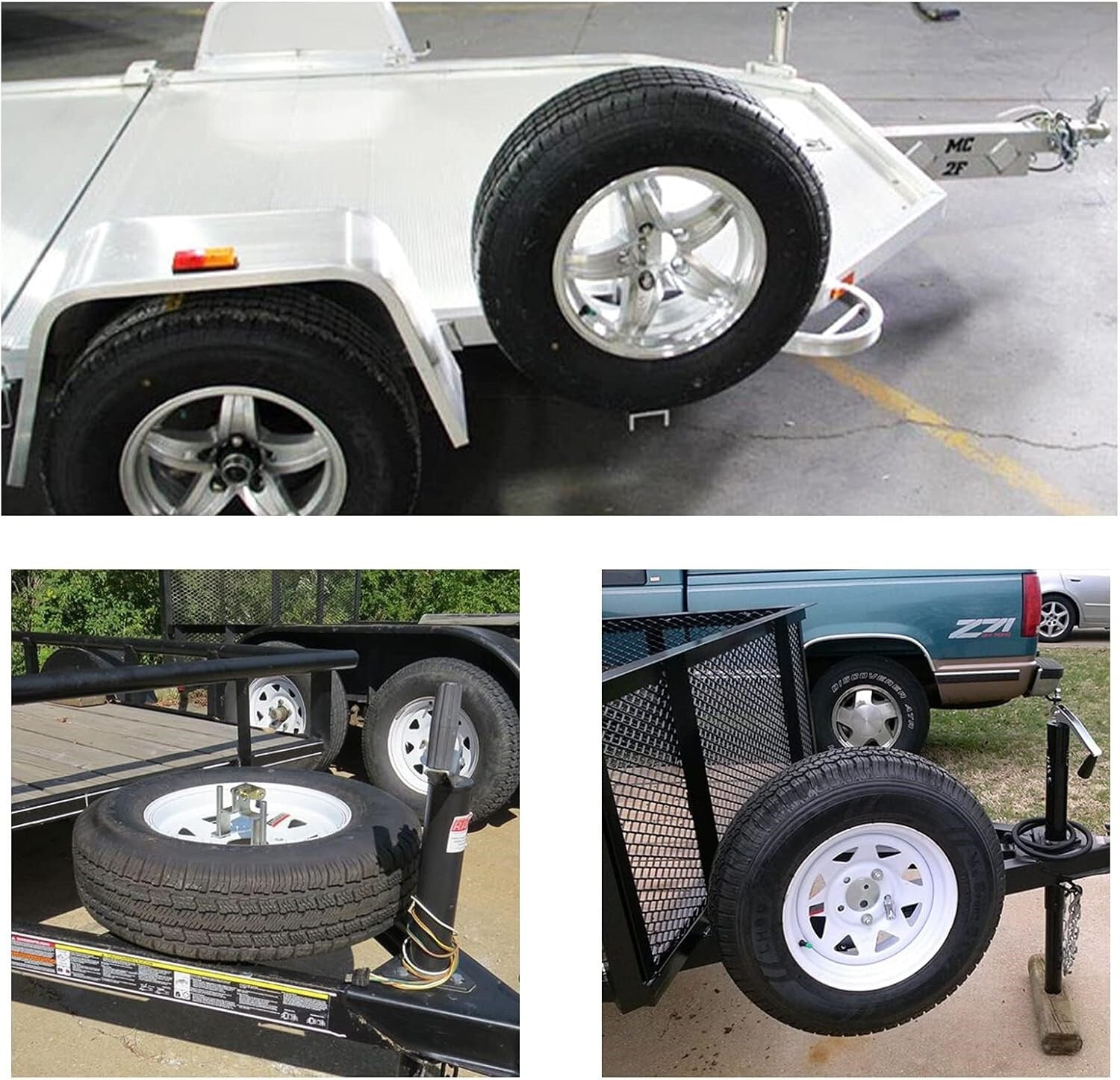 Trailer Spare Tire Side Mount Tire Carrier Wheel Holder Camper RV Boat Tire Rack