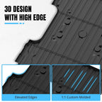 3D TPE Pickup Truck Bed Mat, Compatible with 2017-2024 Ford F-250/F-350/F-