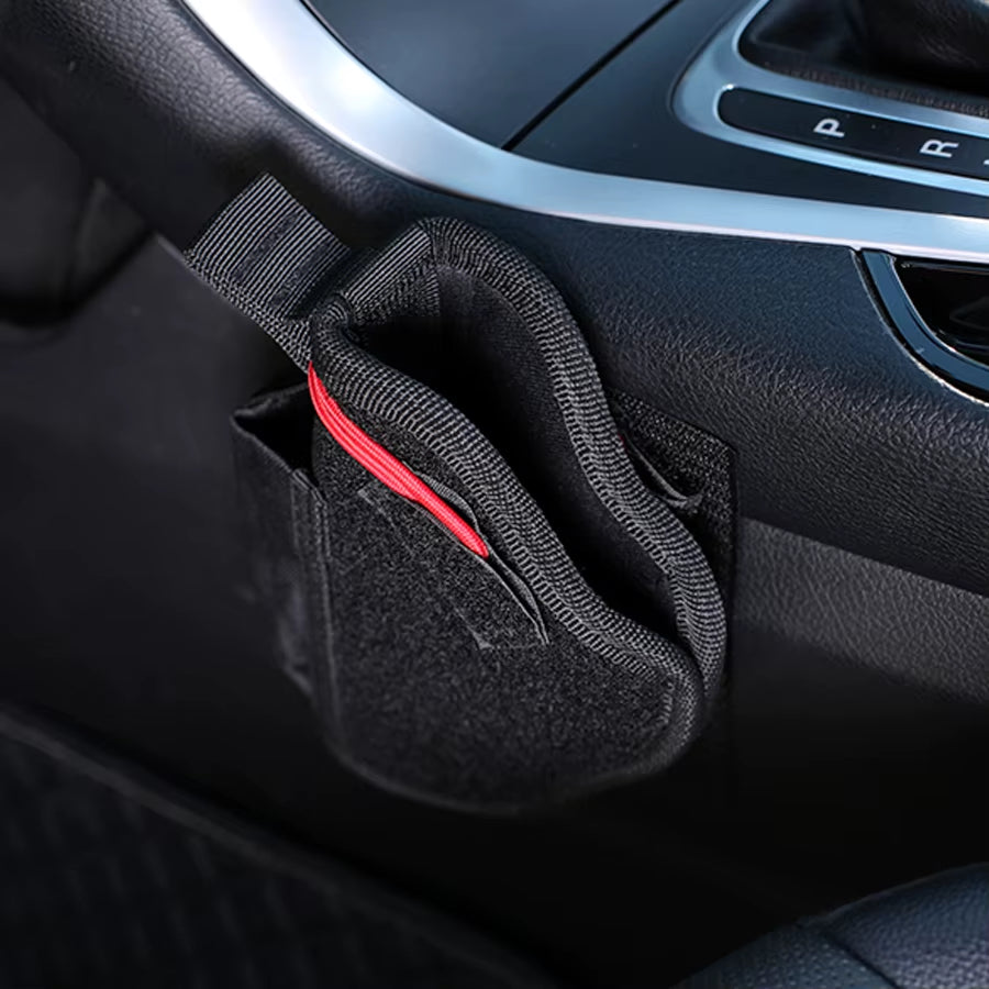 Vehicle Firearm Holster - Universal Conceal Carry with Mag Pouch - Black Nylon - Safe Hook and Loop Fastener