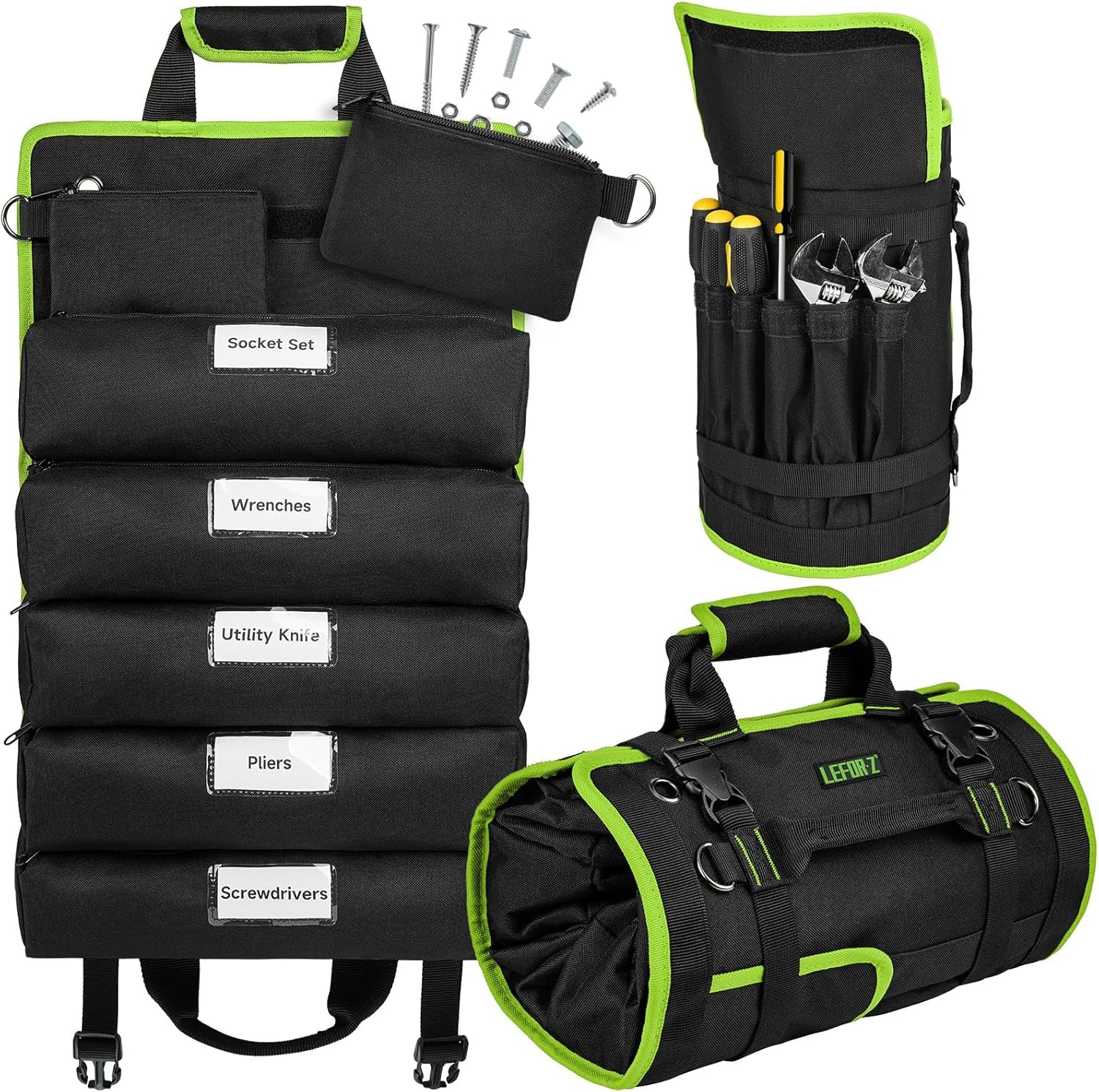 Tool Bag,Large Roll up Tool Bag Organizer,13 Pockets Tool Roll Storage Pouch,Hea