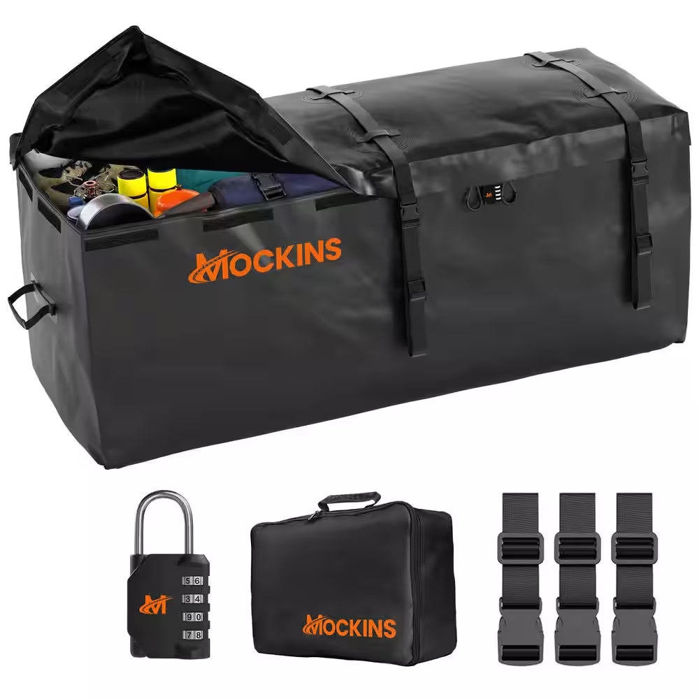 16 Cu Ft. Waterproof Hitch Cargo Carrier Bag (58 In. X 20 In. X 24 In.) with 3-Buckle Straps, Lock and Carry Case