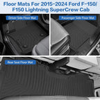 Floor Mats Liners for 2015-2025 Ford F-150/F-150 Lightning Super Crew Cab TPE
