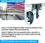 Universal Pickup Truck Flagpole Mount in Bed, No Drilling Flag Holder for Truck