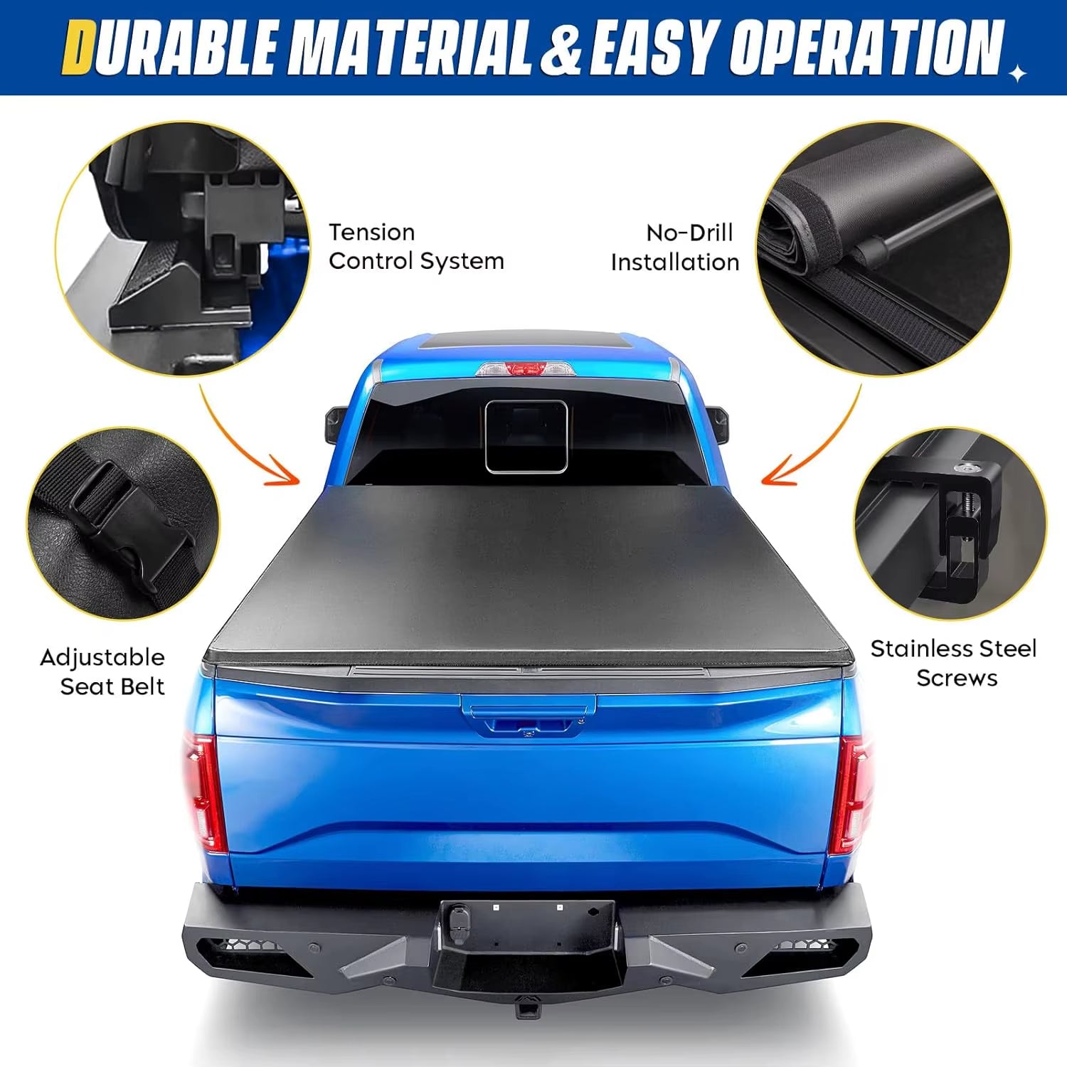 Soft Roll-Up Truck Bed Tonneau Cover for 2017-2025 Ford F-250/F-350 Super Duty, Fleetside 6.75 Ft Bed