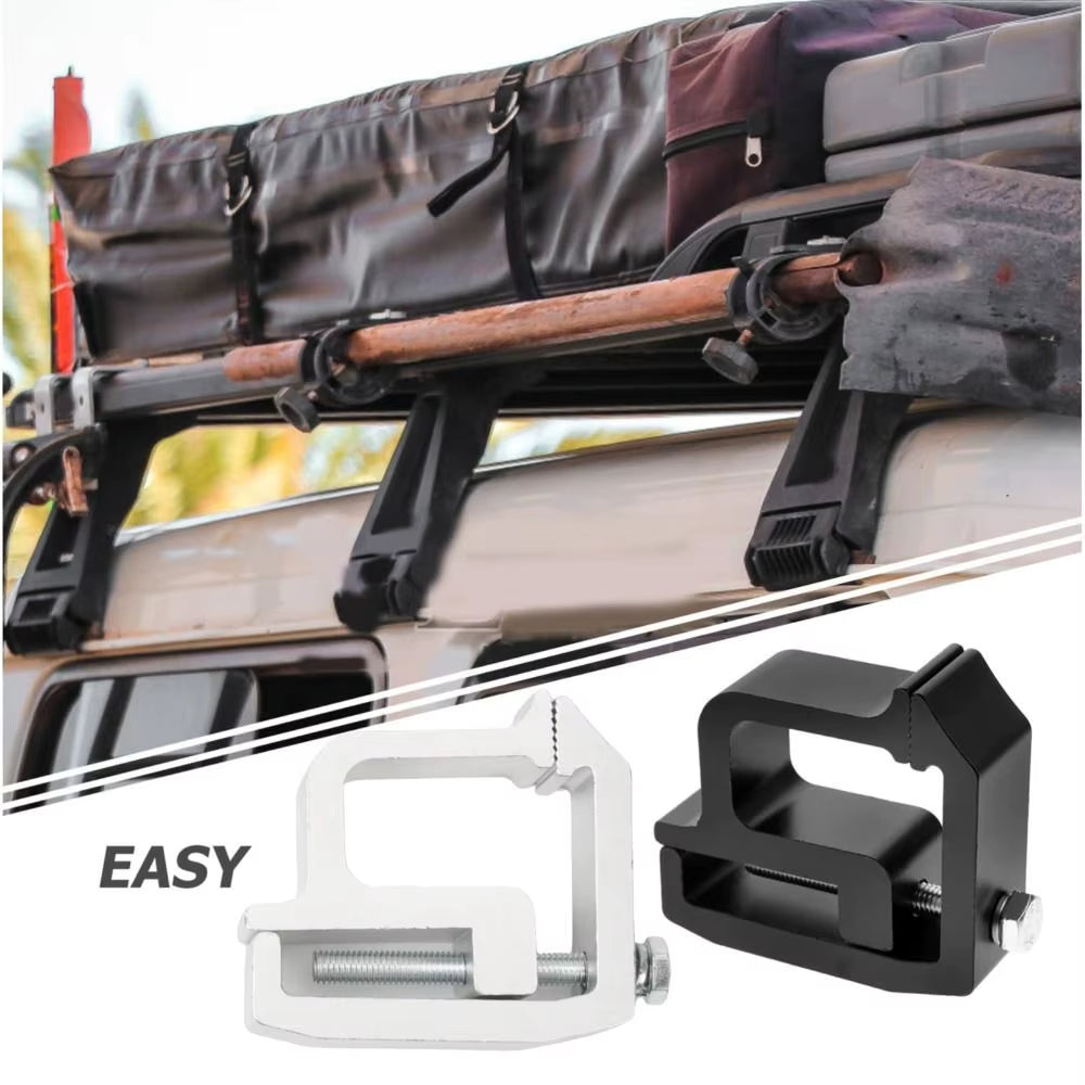 Heavy-Duty Aluminum Truck Canopy Mounting Clamps for Secure Camper Shell Installation - Black/Silver Finish