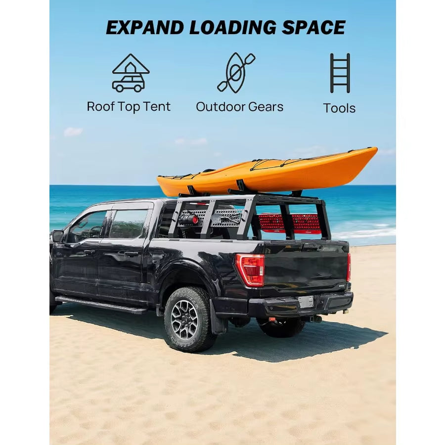 Full Size Truck Bed Rack Overland Bed Rack Compatible with F150 F250 F350 Silverado Sierra Ram 18.8 High Ladder Rack Truck Rack