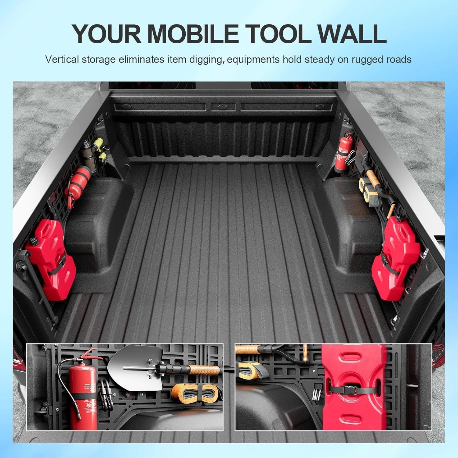 5.8FT Side Bed Molle Panel Compatible with 19-25 Silverado GMC Sierra Truck P...