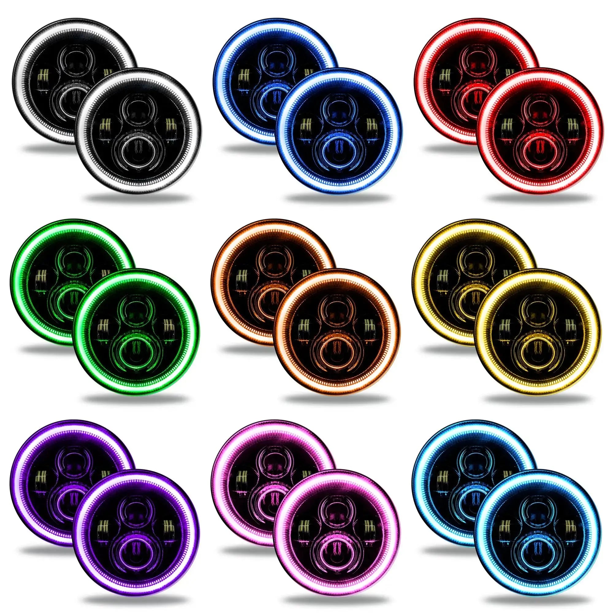 ORACLE Lighting 7" High Powered LED Headlights - Black Bezel - Dynamic ColorSHIFT - Jeep Wrangler JK