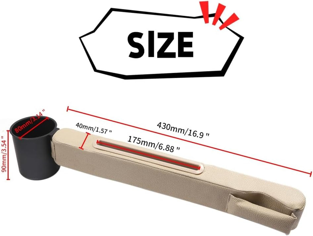 3 in 1 - Car Seat Gap Storage - Prevent Small Items from Falling, with Pocket Organizer and Removable Cupholder (Black)