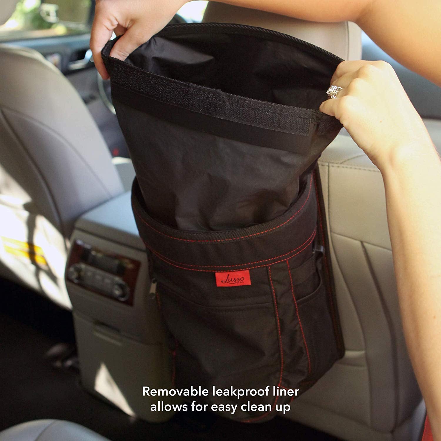 Car Trash Can - 2.5-Gallon, Leak-Proof & Spill-Proof Lid & Waterproof Removable Liner - Hanging Car Trash Bin & Organizer 