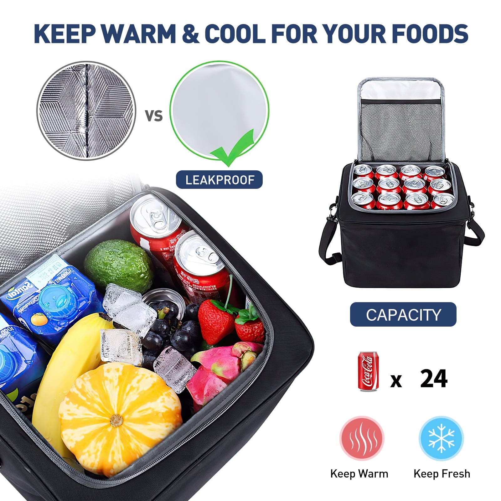 Collapsible Multi-Compartment Trunk Organizer with Insulated Leakproof Bag and Adjustable Straps for SUVs, Trucks, and Vans