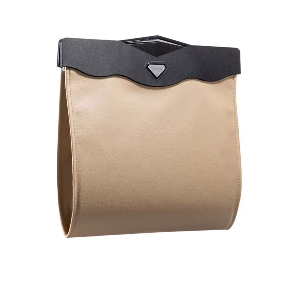 DSYCAR 1Pcs LED Car Garbage Bag Waterproof Magnetic Adsorption Trash Can Back Seat Hanging Leather Storage Pocket Leak-Proof New