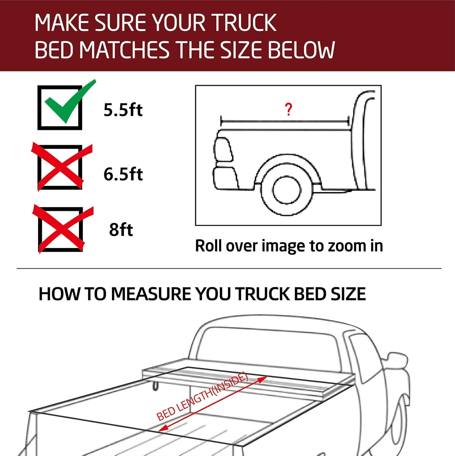 Vinyl Soft Tri-Fold Truck Bed Tonneau Cover for 2015-2025 Ford F-150 5.5Ft 67.1In Bed