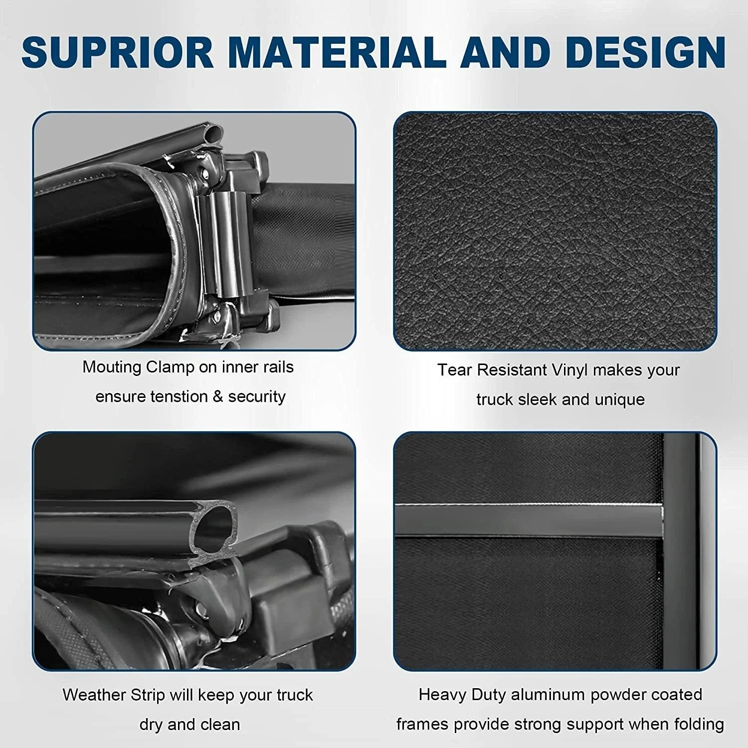 4-Fold 6.5FT Bed Soft Tonneau Cover for 2015-2024 Ford F150 Truck Bed Cover Waterproof