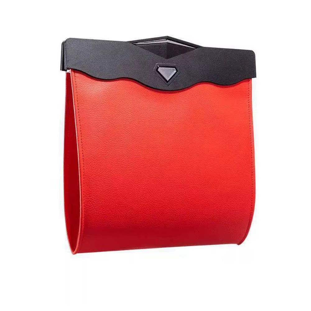 DSYCAR 1Pcs LED Car Garbage Bag Waterproof Magnetic Adsorption Trash Can Back Seat Hanging Leather Storage Pocket Leak-Proof New