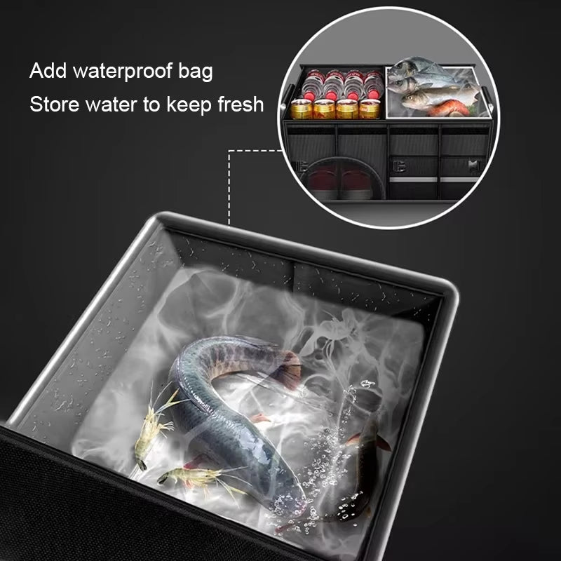 Foldable Trunk Storage Box Waterproof Oxford Cloth - Large Capacity - Car Organizer for Daily Use/Camping/Fishing 
